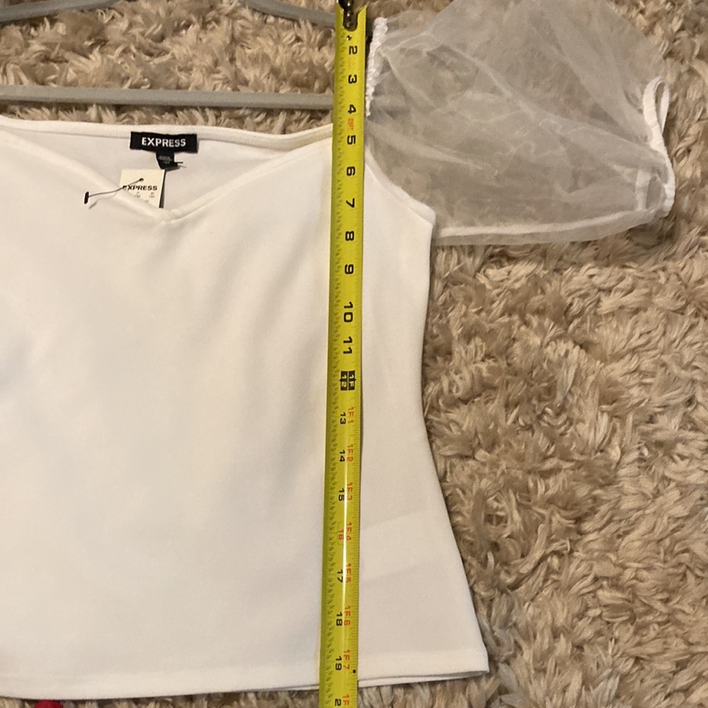 Express white top with sheer sleeves, Size XS - Picture 6 of 8
